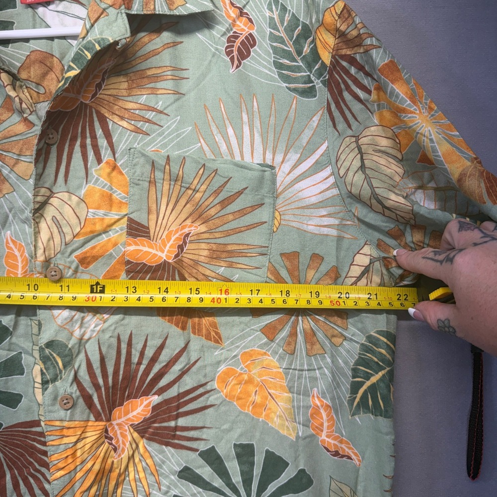 Puritan VTG Y2K Hawaiian Shirt Mens MD Green Tropical Coastal Boho Short Sleeve - Picture 7 of 10